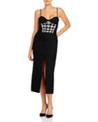 David Koma Plexi & Crystals Houndstooth Embroidered Dress