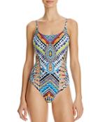 Red Carter Beach Babe Tank One Piece Swimsuit