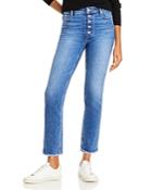 Paige Cindy Button Fly Straight Leg Ankle Jeans In Skysong