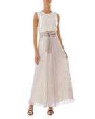 Peserico Pleated Color-blocked Maxi Dress