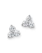 Diamond Three Stone Stud Earrings In 14k White Gold, .60 Ct. T.w. - 100% Exclusive