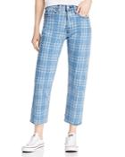 Levi's Wedgie Cropped Straight Plaid Jeans In Jive Chill