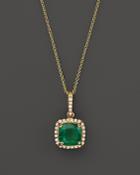 Emerald And Diamond Pendant Necklace In 14k Yellow Gold, 18 - 100% Exclusive