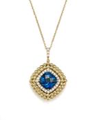 London Blue Topaz And Diamond Beaded Pendant Necklace In 14k Yellow Gold, 16