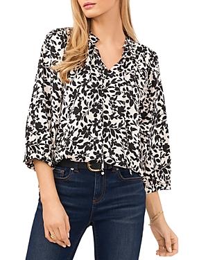 Vince Camuto Shadow Floral Split Neck Blouse