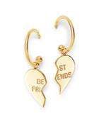 Zoe Chicco 14k Yellow Gold Midi Bitty Best Friends Split Heart Charm Huggie Hoop Earrings