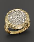 Pave Diamond Circle Statement Ring In 14k Yellow Gold, .90 Ct. T.w.