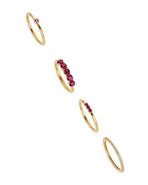 Nadri Love All Cubic Zirconia & Synthetic Corundum Stack Rings In 18k Gold Plated, Set Of 4