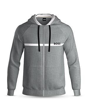 Boss Authentic Cotton French Terry Stripe Logo Print Hooded Jacket