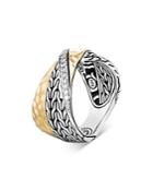 John Hardy 18k Yellow Gold & Sterling Silver Classic Chain Diamond Decorative Ring