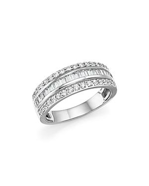Diamond Round And Baguette Band In 14k White Gold, .95 Ct. T.w. - 100% Exclusive
