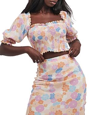 Charlie Holiday Daisy Shirred Crop Top