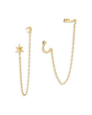 Allsaints Crystal Celestial Ear Cuff Mismatch Double Earrings