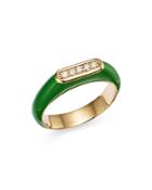Madison 501 Enamel Pave Diamond Ring In 14k Yellow Gold