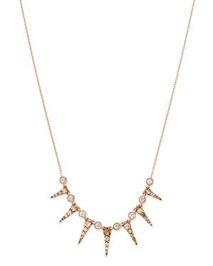 Own Your Story 14k Rose Gold Day To Night Cognac & White Diamond Spike Necklace, 18