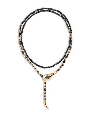 John Hardy 18k Yellow Gold Legends Cobra Necklace With Black Spinel & Black Rough Diamond