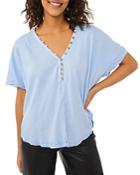 Free People Savannah Raw Edge V-neck Tee