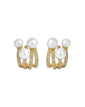 Hueb 18k Yellow Gold Spectrum Freshwater Pearl & Diamond Stud Earrings