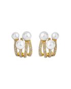 Hueb 18k Yellow Gold Spectrum Freshwater Pearl & Diamond Stud Earrings