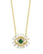 Suzanne Kalan 18k Yellow Gold Sleeping Beauty Diamond & Emerald Mini Evil Eye Pendant Necklace, 18