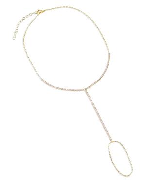 Adinas Jewels Cubic Zirconia Tennis Hand Chain Bracelet In 14k Gold Plated Sterling Silver