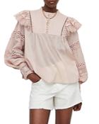 Allsaints Jen Lace Trim Balloon Sleeve Blouse