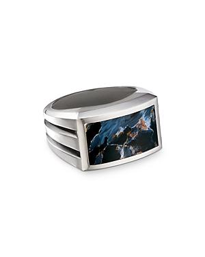 David Yurman Sterling Silver Beveled Signet Ring With Pietersite
