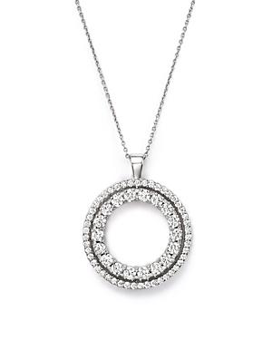 Roberto Coin 18k White Gold Double Sided Circle Pendant Necklace With White And Black Diamonds, 16