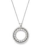 Roberto Coin 18k White Gold Double Sided Circle Pendant Necklace With White And Black Diamonds, 16