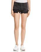 T By Alexander Wang Hike Rolled Denim Shorts In Gray Aged