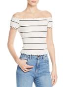 Lost And Wander Striped Off-the-shoulder Top