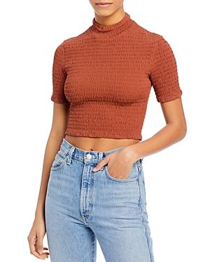 A.l.c. Dana Cropped Smocked Mock Neck Top