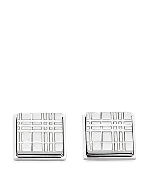 Burberry Palladium Plated Engraved Check Square Cufflinks