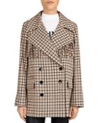 The Kooples Fringed Plaid Double-breasted Coat