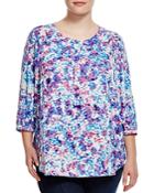 Nydj Plus Abstract Floral Print Blouse