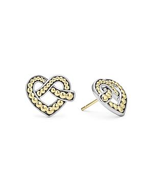 Lagos 18k Yellow Gold & Sterling Silver Beloved Heart Stud Earrings