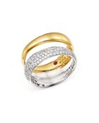 Roberto Coin 18k White & Yellow Gold Scalare Pave Diamond Double Ring