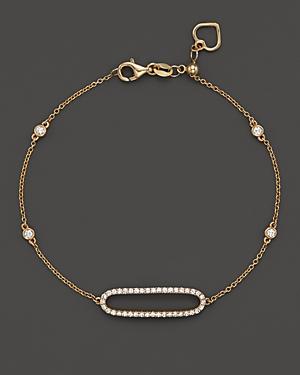 Diamond Oval Bracelet In 14k Yellow Gold, .35 Ct. T.w.