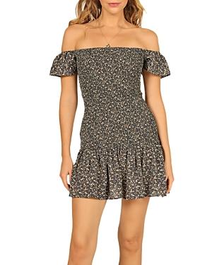 Vintage Havana Off-the-shoulder Smocked Mini Dress