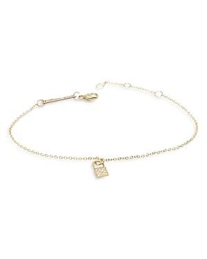 Zoe Chicco 14k Yellow Gold Diamond Padlock Charm Bracelet