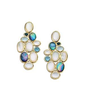 Ippolita 18k Yellow Gold Rock Candy Luce Stone Cluster Cascade Drop Earrings In Blu Notte