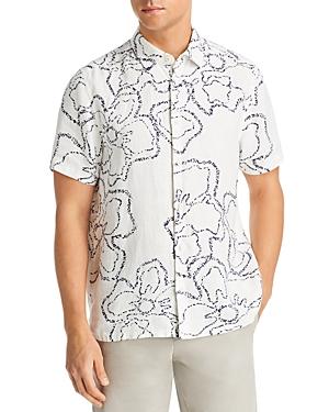 Ted Baker Arnica Magnolia Print Linen Short Sleeve Shirt