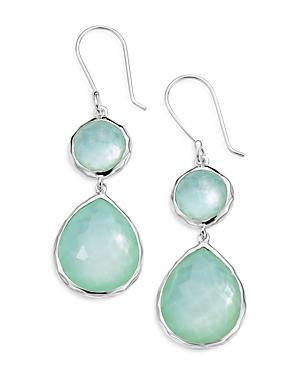 Ippolita Sterling Silver Wonderland Celery Mother Of Pearl & Rock Crystal Doublet Double Drop Earrings