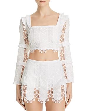 For Love & Lemons Morrison Lace Cropped Top