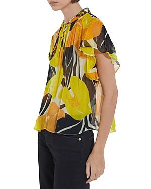 The Kooples Hibiscus Tie Neck Top