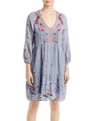 Johnny Was Lucy Embroidered Cotton Tiered Dress