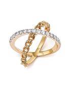 Diamond Crossover X Band Ring In 14k Yellow Gold, .75 Ct. T.w.
