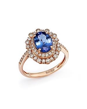Tanzanite And Diamond Statement Ring In 14k Rose Gold - 100% Exclusive