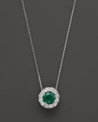 Emerald And Diamond Pendant In 14k White Gold