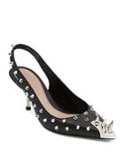 Alexander Mcqueen Women's Pointed Toe Studded Leather High Heel Slingback Pumps